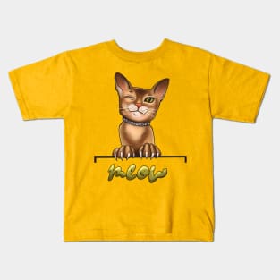 purebred cat in a collar with rhinestones Kids T-Shirt